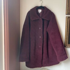Women's Burgundy Teddy Coat